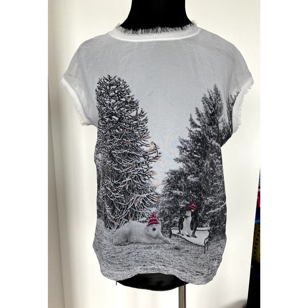 Ted Baker Vintage Polar Bear Scene Silk Top